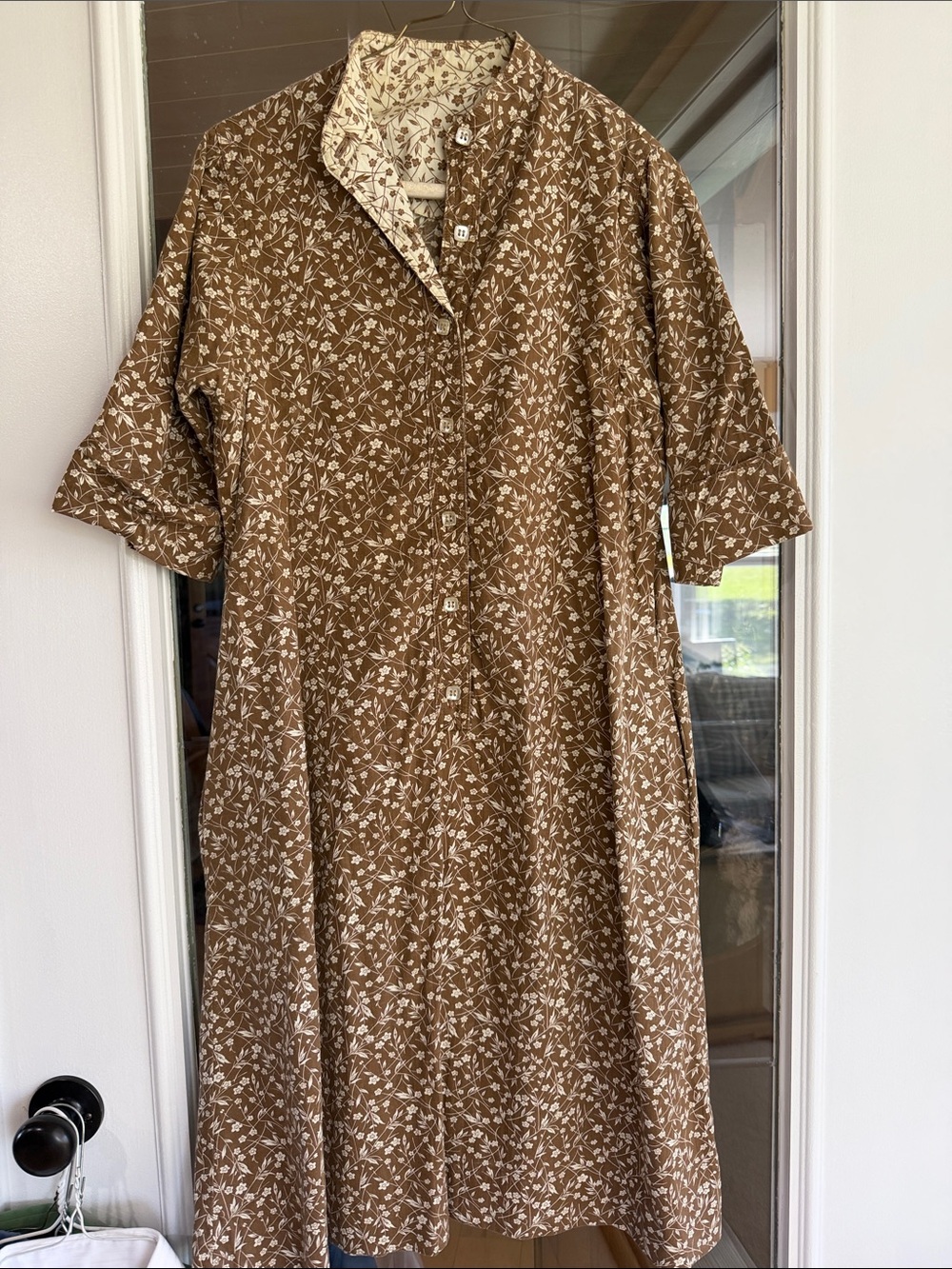 Saks Young Dimensions brown floral cotton dress - VINTAGE  - AFL-CIO Union made